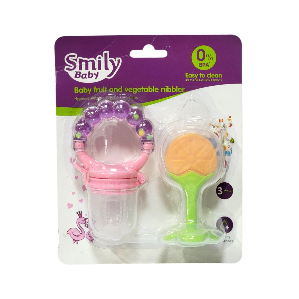 BIBERON CHUPON PARA BEBES DE ALIMENTACION Y MORDEDOR 2PCS SMILY BABY