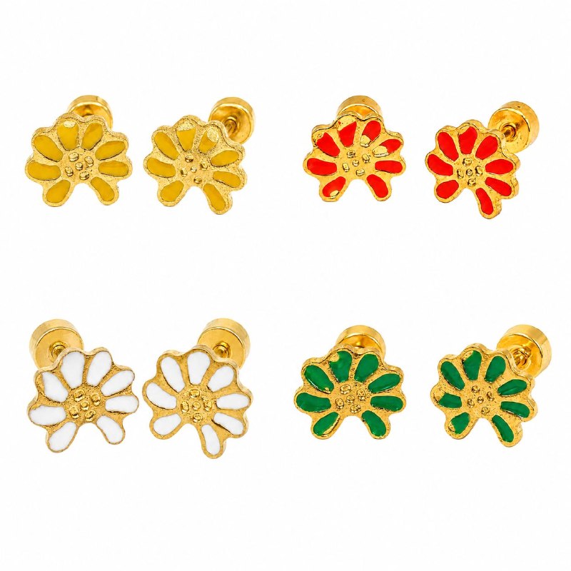 ARITOS DE ENCHAPE PARA DAMA CON DISEÑO DE FLOR