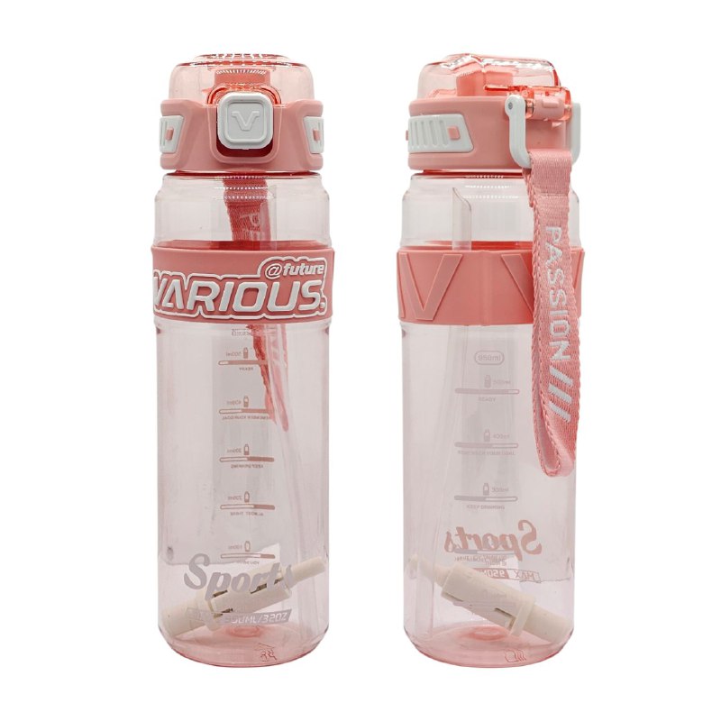 BOTES DE AGUA TERMO DEPORTIVO ERGONOMICO TRANSPARENTE DE PLASTICO RESISTENTE VARIOUS SPORTS 950ML