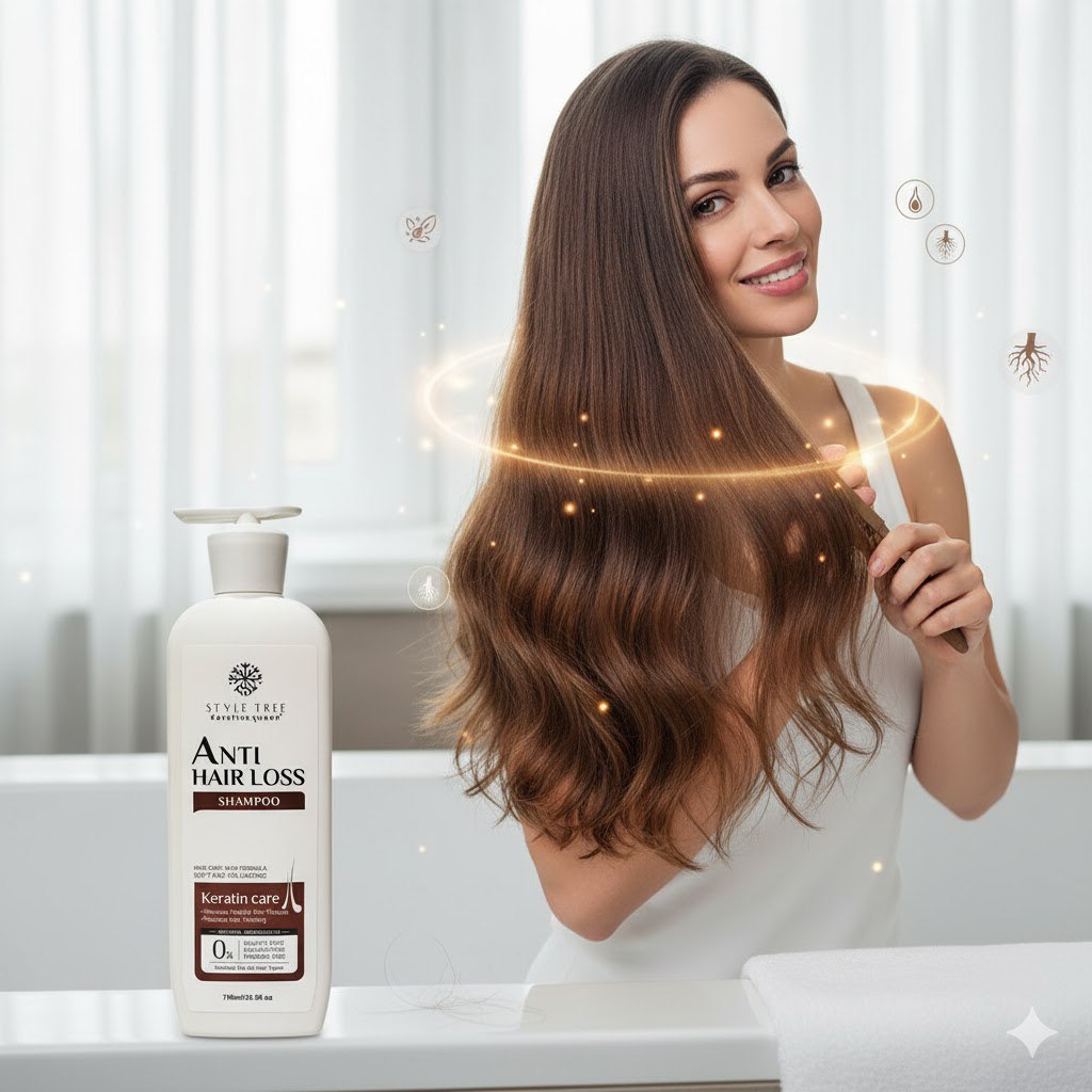 SHAMPOO ANTICAIDA DE QUERATINA NUTRE Y FORTALECE KERATINE QUEEN STYLE TREE 750ML