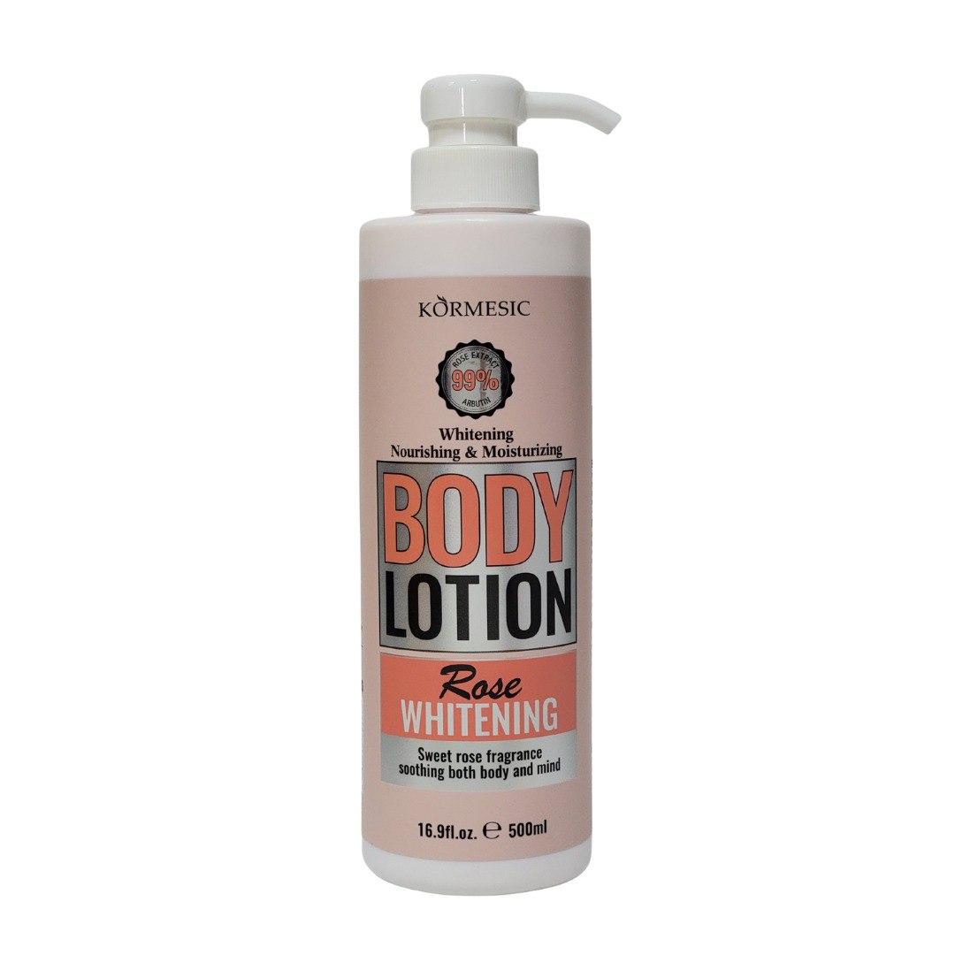CREMA CORPORAL BLANQUEADORA E HIDRATANTE CON EXTRACTO DE ROSAS Y ARBUTINA KORMESIC 500ML