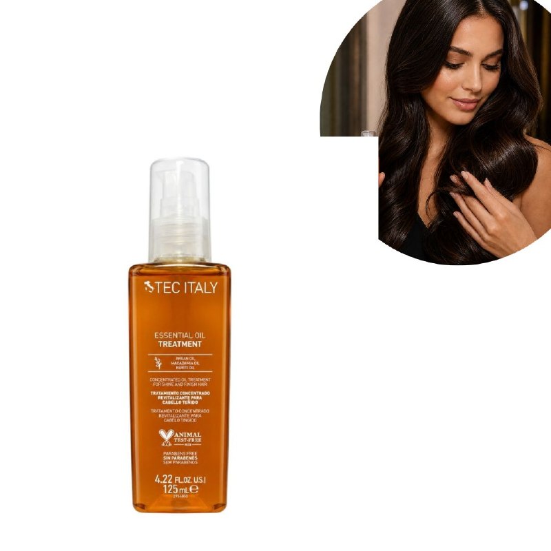 ACEITE CAPILAR CONCENTRADO ILUMINADOR, PERFECCIONADOR DE PEINADO Y PROTECTOR CON ACEITE DE ARGAN TEC ITALY 125ML