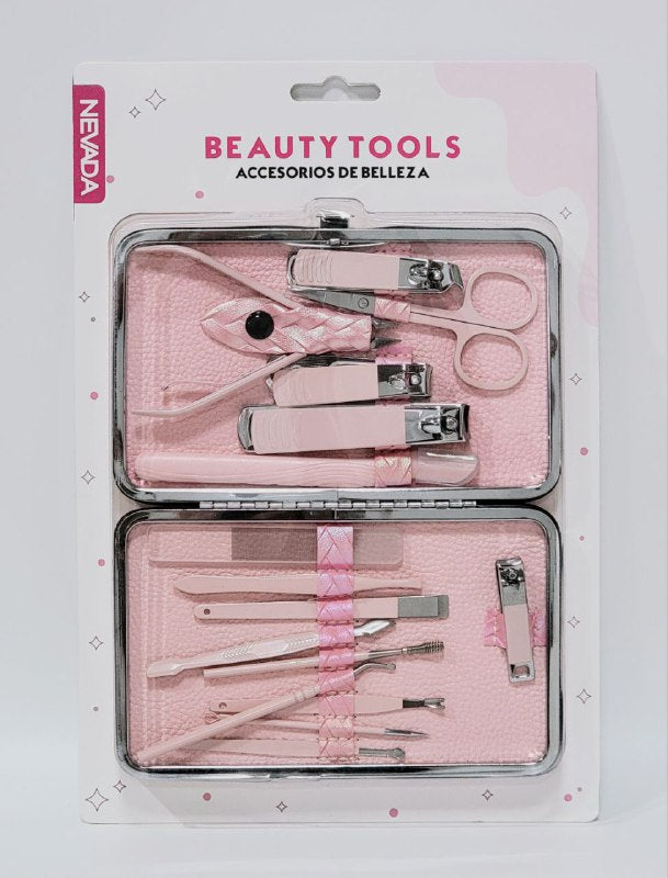 SET MANICURE, DE MANICURA DE 16 PIEZAS CON ESTUCHE, ACCESORIOS DE BELLEZA NEVADA BEAUTY TOOLS
