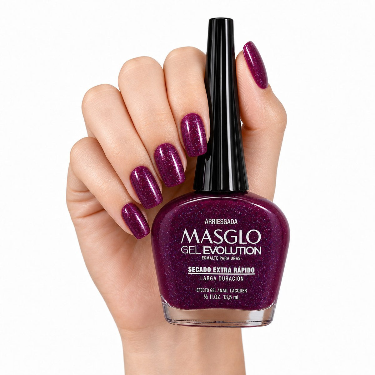 ESMALTE DE UÑAS CON EFECTO GEL DE SECADO EXTRA RÁPIDO MASGLO GEL EVOLUTION PASO 2 "ESTILO ARRIESGADA" 13.5 ML