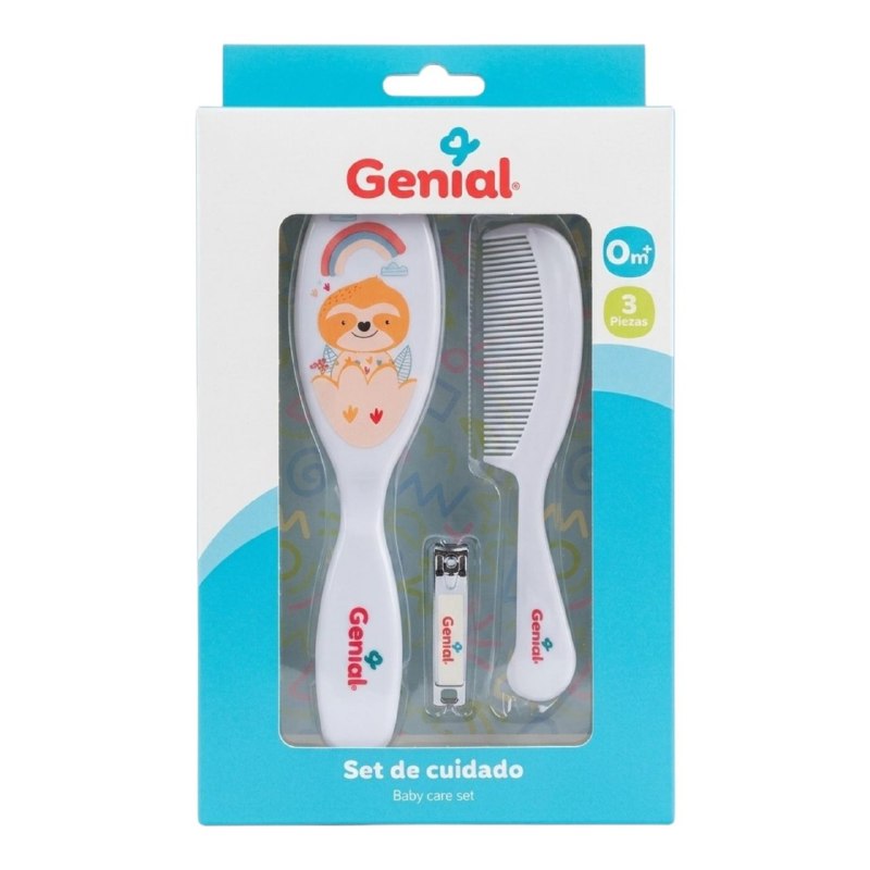 SET DE ASEO PERSONAL PARA BEBES DE 3 PIEZAS GENIAL, CEPILLO PEINE Y CORTAUÑAS