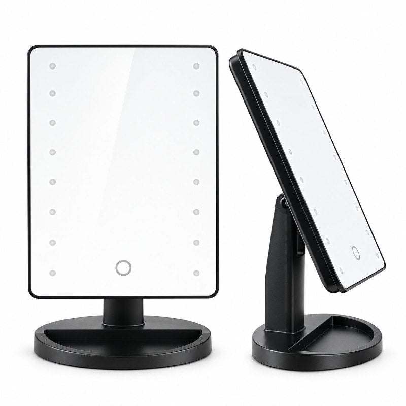 ESPEJO DE MAQUILLAJE CON LUZ LED Y ROTACION 360 25X21CM