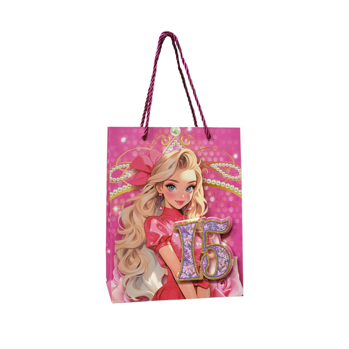 BOLSA DE REGALO PARA 15 AÑOS PEQUEÑA 23x18x10CM