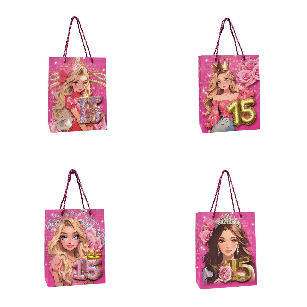 BOLSA DE REGALO PARA 15 AÑOS PEQUEÑA 23x18x10CM