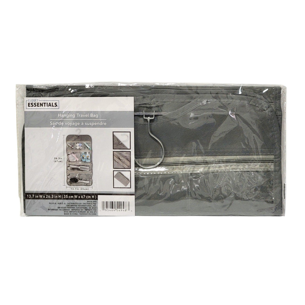 ORGANIZADOR BOLSA DE VIAJE COLGANTE CLOSET ESSENTIALS 35X67CM