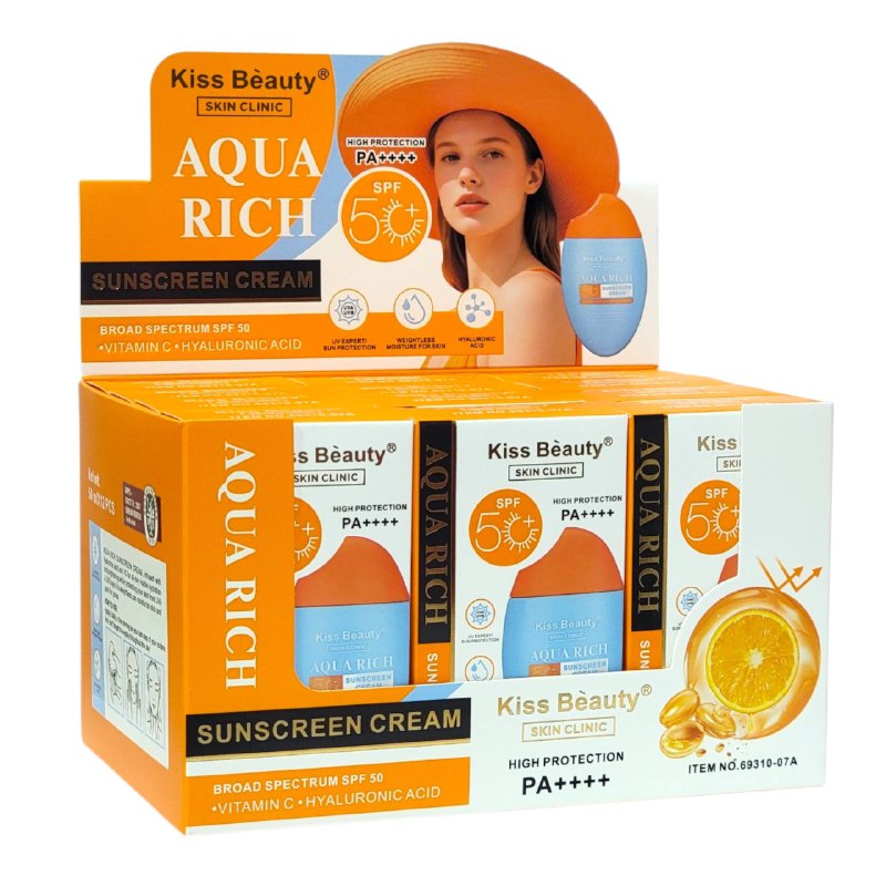 PROTECTOR SOLAR EN CREMA DE VITAMINA C Y ACIDO HIALURONICO SPF50 KISS BEAUTY 50ML DUPE DE AVENE