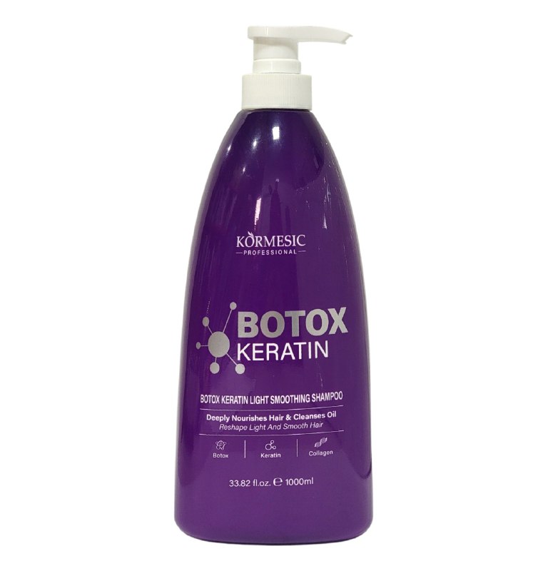SHAMPOO ALISANTE Y NUTRITIVO DE BOTOX QUERATINA Y COLAGENO KORMESIC 1000ML