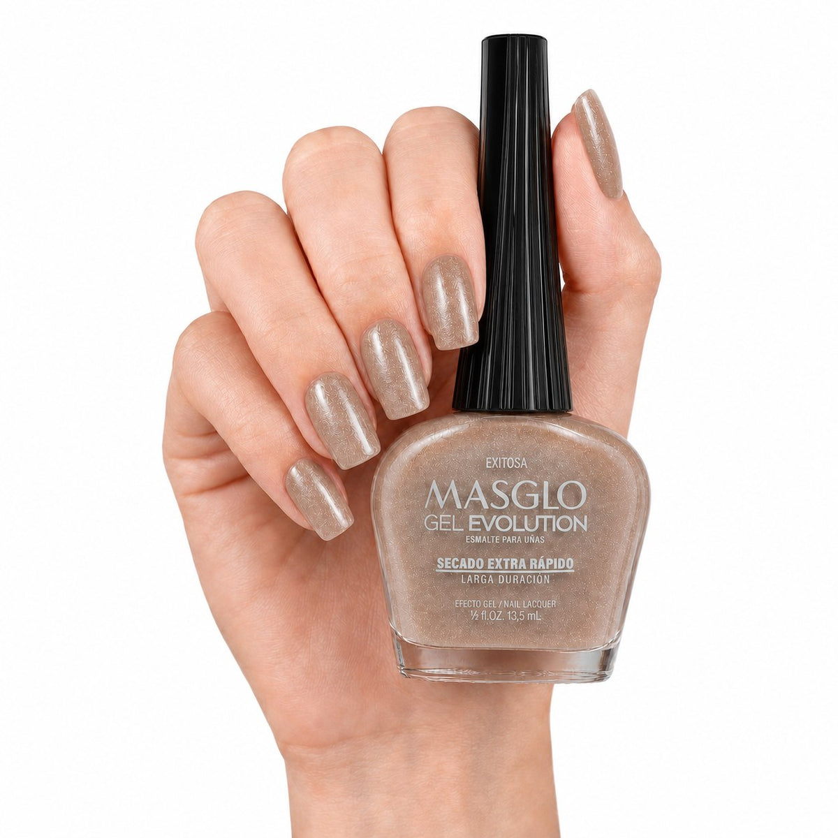 ESMALTE DE UÑAS CON EFECTO GEL DE SECADO EXTRA RÁPIDO MASGLO GEL EVOLUTION PASO 2 "ESTILO EXITOSA" 13.5 ML