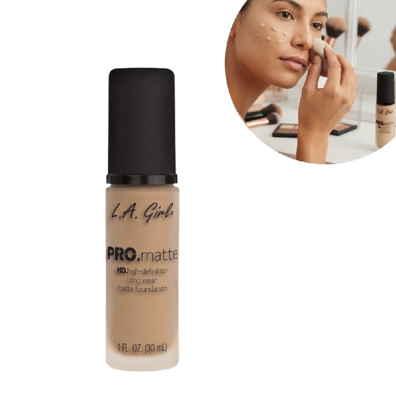 BASE MAQUILLAJE LIQUIDA MATE LARGA DURACION TONO GLM672 BISQUE PRO.MATTE HD L.A. GIRL 30ML