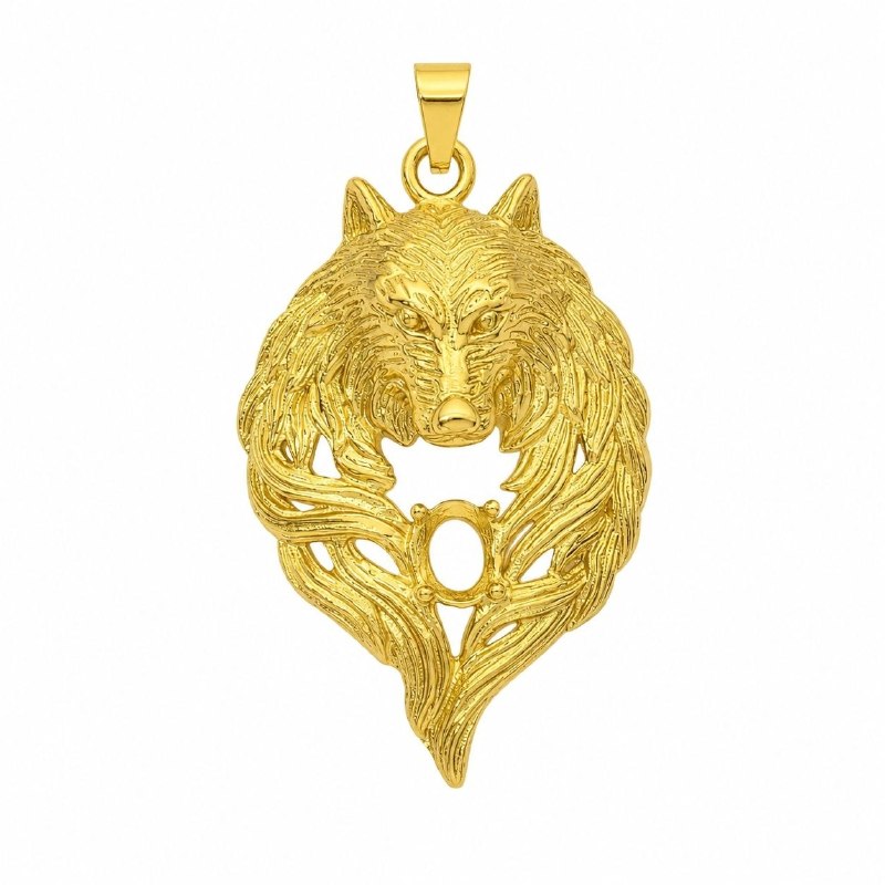 DIJE DE ENCHAPE PARA CADENA CON DISEÑO DE LOBO 7CM