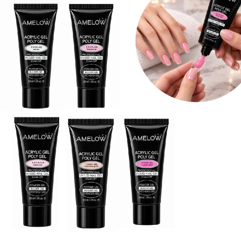 GEL ACRILICO PROFESIONAL DE CONSTRUCCION Y EXTENSION DE UÑAS AMELOW 30ML