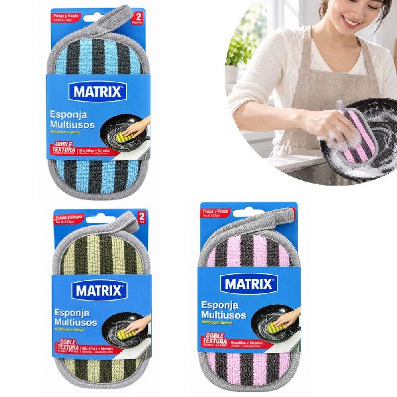 SET DE 2 PASTES MULTIUSOS DE DOBLE TEXTURA DE LIMPIEZA MATRIX 15CM