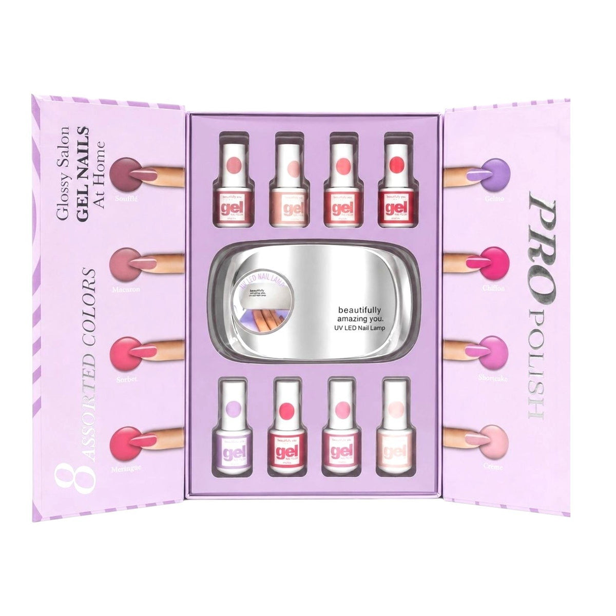 KIT DE UÑAS PERMANENTES CON LAMPARA CON TECNOLOGIA UV LED USB GRIS BEAUTIFULLY AMAZING
