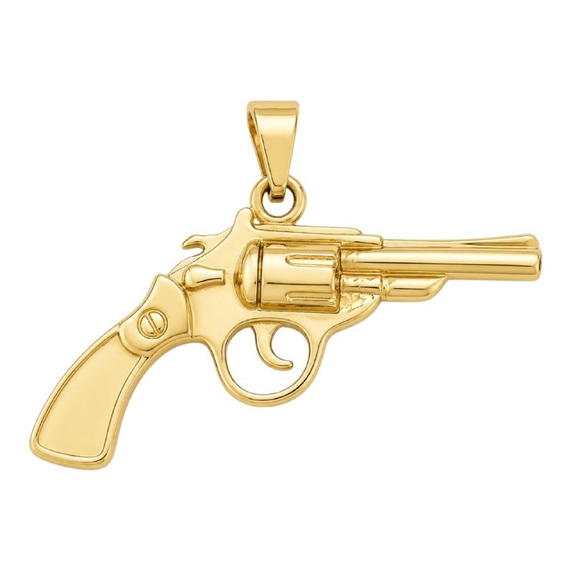 DIJE DE ENCHAPE PARA CADENA CON DISEÑO DE PISTOLA ARMA 5CM