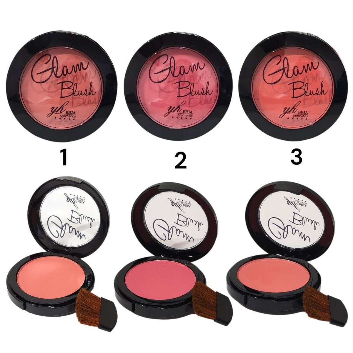 POLVO RUBOR ACABADO MATE DE LARGA DURACIÓN 6 TONOS YH BEJA COSMETICS 10G
