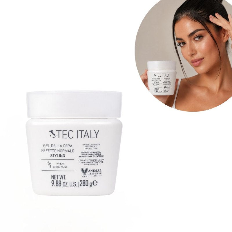 CERA PARA EL CABELLO DE PEINADO CON FIJACION MEDIA Y ACABADO NATURAL CON AMINOACIDOS DE TRIGO TEC ITALY 280G