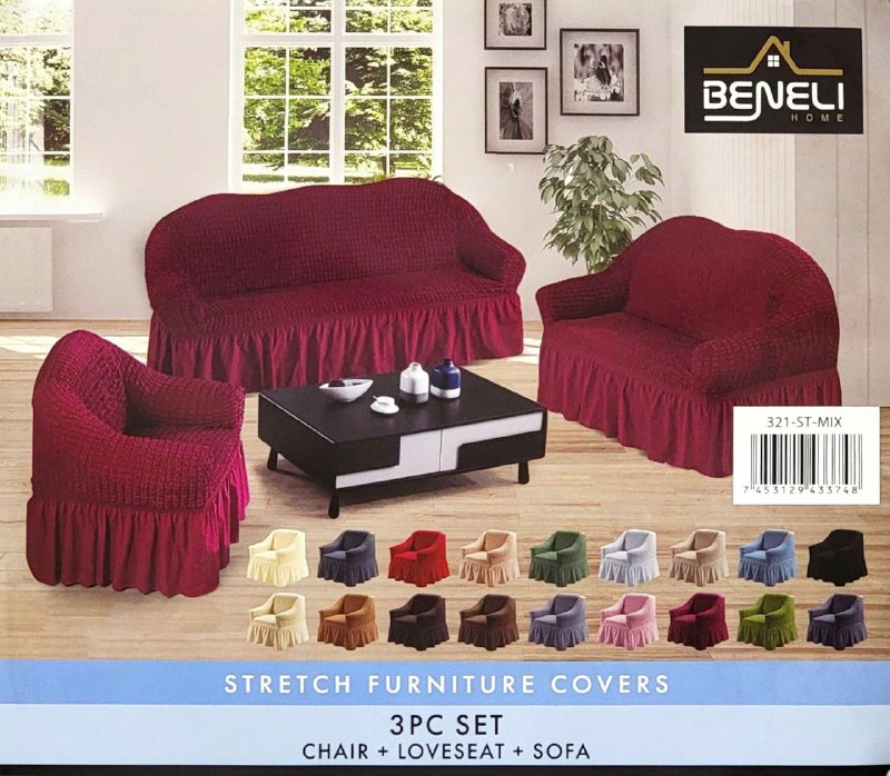 SET DE FORROS ELASTICOS DE MUEBLES, JUEGO DE 3 PIEZAS PARA MUEBLES VARIOS COLORES BENELI HOME