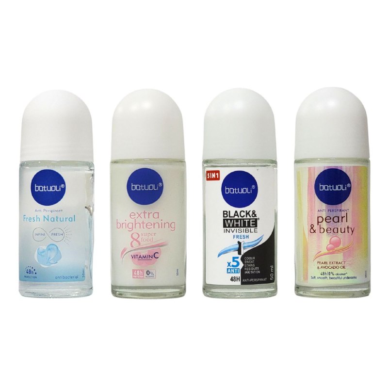 DESODORANTE PARA MUJERES ANTITRANSPIRANTE EN ROLL-ON 50ML, DUPE DE NIVEA, CON ESENCIA DE LECHE, REPONE, PROTEGE Y EMBELLECE LAS AXILAS, PROTECCION DE 48H CONTRA SUDOR Y OLOR BATUOLI