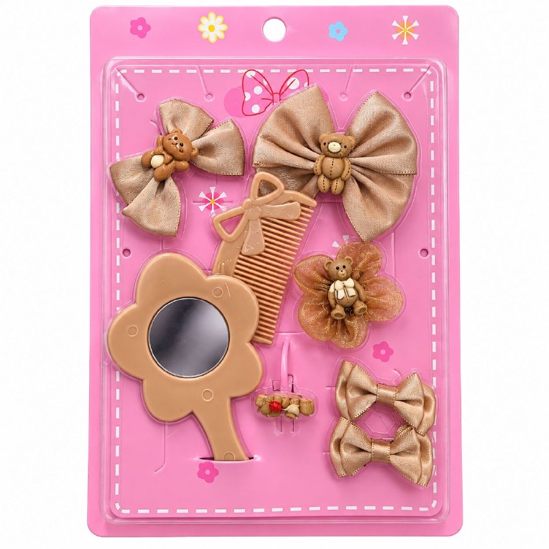 SET DE 8 PIEZAS DE ACCESORIOS PARA CABELLO INFANTIL CON ESPEJO Y PEINE