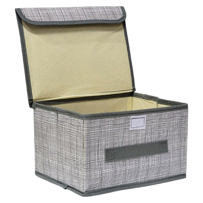 ORGANIZADOR CAJA DE ALMACENAMIENTO PLEGABLE CON TAPA, CESTA DE TELA CON ASA, MULTIFUNCIONAL PARA ROPA, JUGUETES, ETC MNT HOME IMPLEMENTS 24X19CM