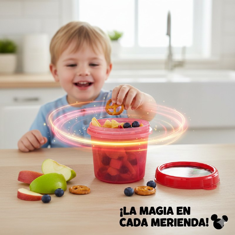 RECIPIENTE PANA PARA ALIMENTOS PARA NIÑOS CON DISEÑO DE MICKEY MOUSE 11X10CM