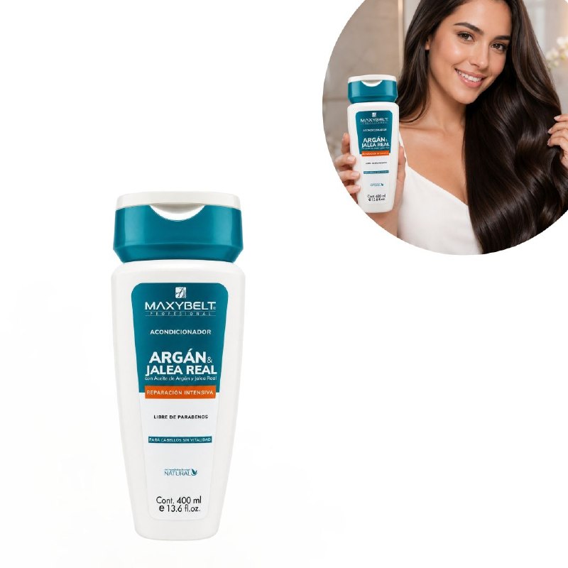 ACONDICIONADOR REPARADOR Y NUTRITIVO CON ACEITE DE ARGAN Y JALEA REAL MAXYBELT 400ML