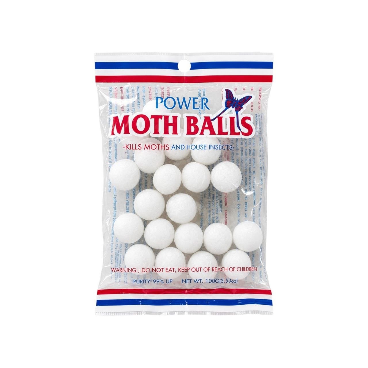 BOLAS DE NAFTALINA PESTICIDA Y DESODORIZANTE POWER MOTH BALLS 50G