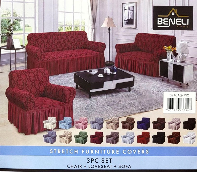 SET DE FORROS ELASTICOS DE MUEBLES, JUEGO DE 3 PIEZAS PARA MUEBLES VARIOS COLORES BENELI HOME