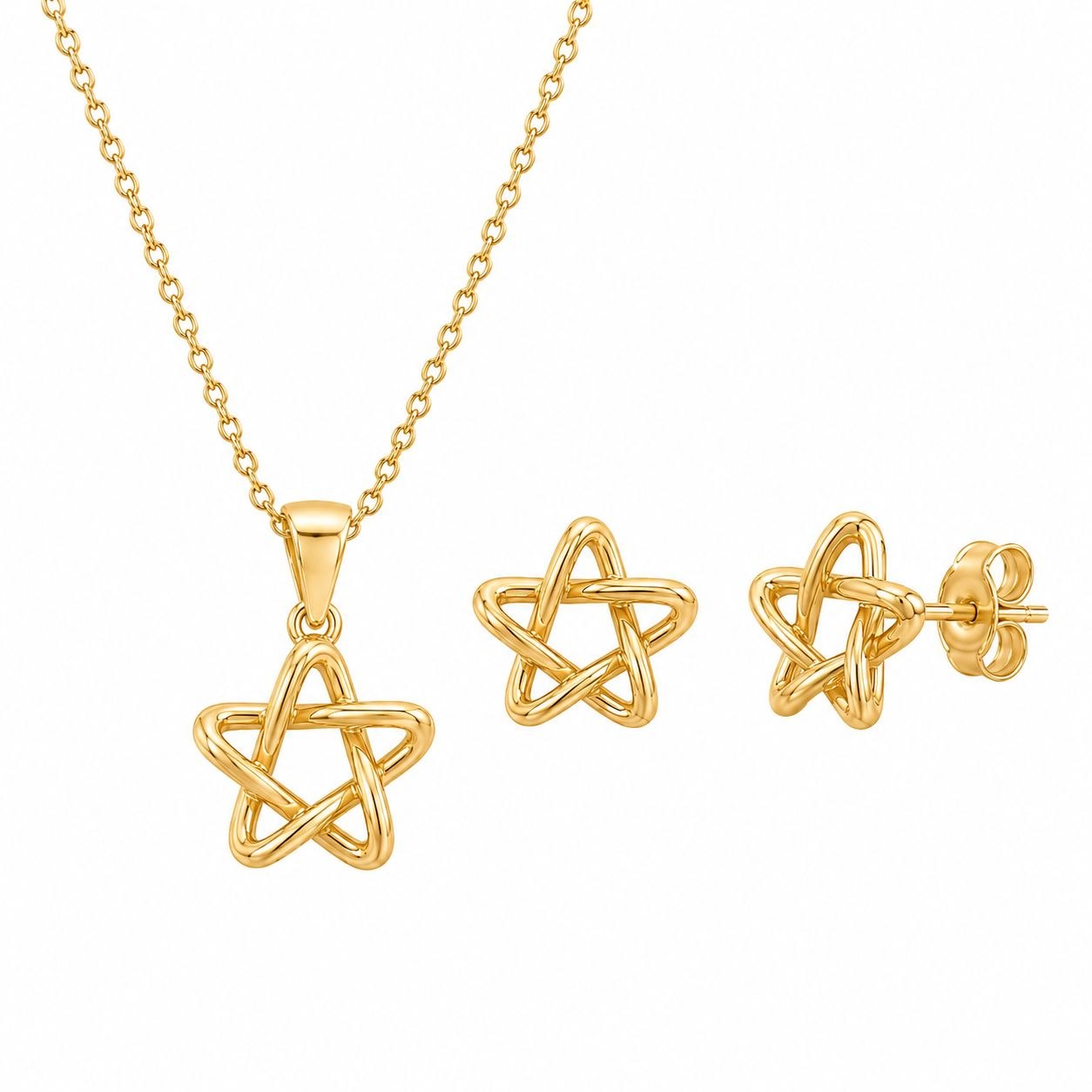 SET DE ENCHAPE PARA DAMA CON DISEÑO DE ESTRELLA CALADA