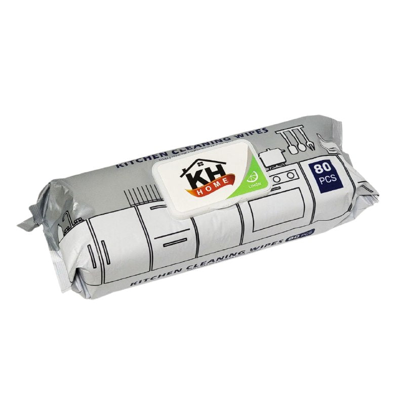 TOALLITAS HUMEDAS DESENGRASANTES PARA COCINA CON AROMA A LIMON KH HOME 80UND