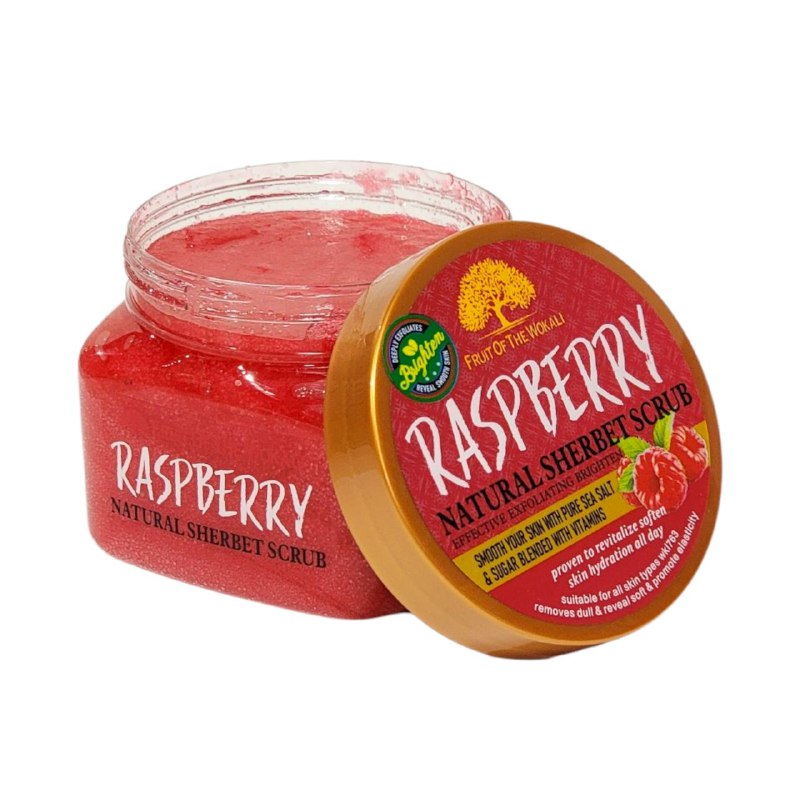 EXFOLIANTE CORPORAL ANTIOXIDANTE Y REVITALIZANTE CON EXTRACTO DE FRAMBUESA FRUIT OF THE WOKALI 600G