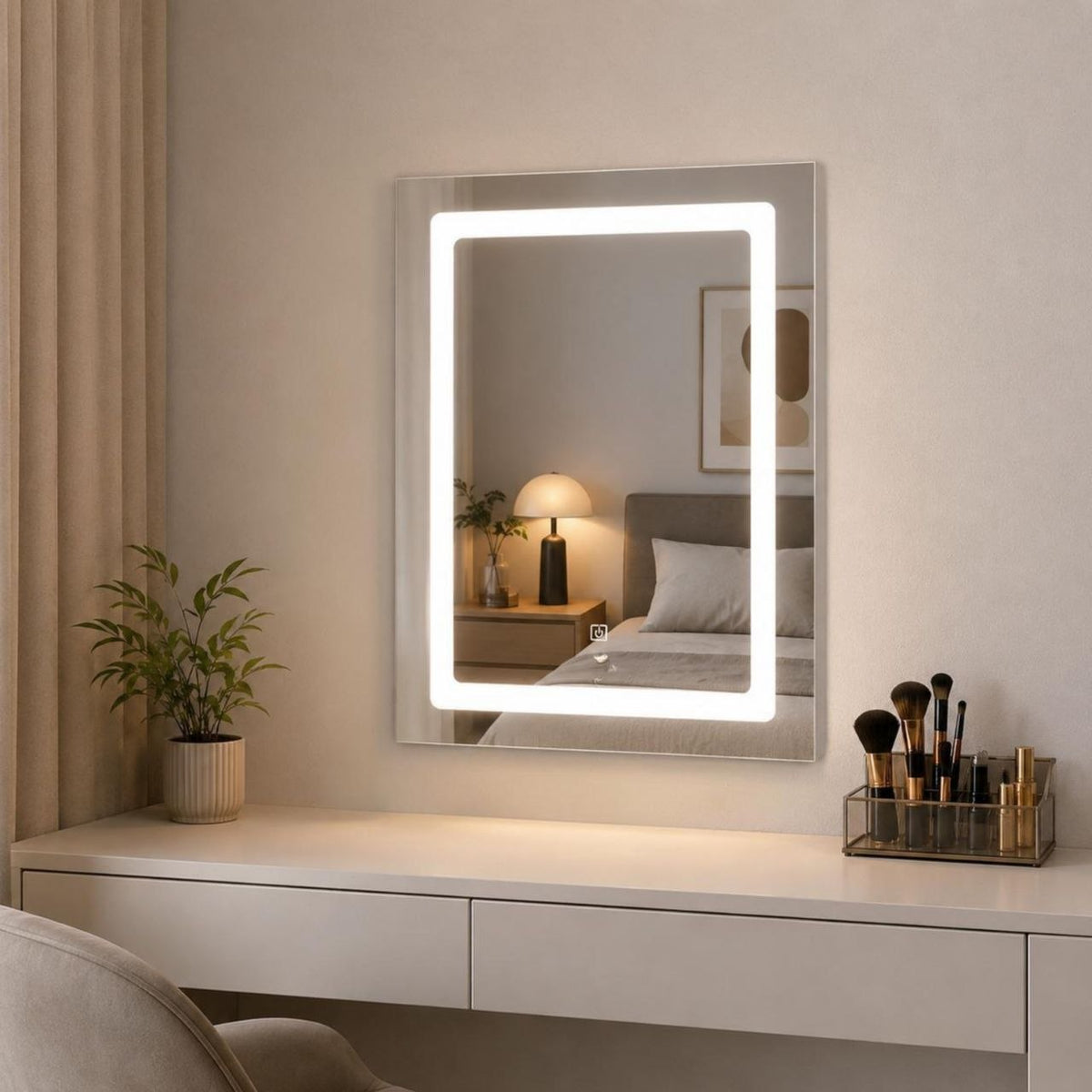 ESPEJO CUADRADO CON LUZ LED 70X50.3CM