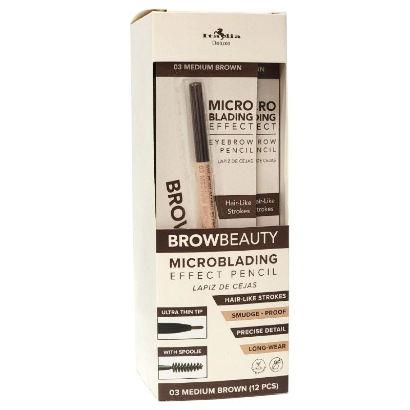 LAPIZ DE CEJAS, TRAZOS SIMILARES AL CABELLO, PUNTA ULTRA FINA, DETALLE PRECISO, LARGA DURACION TONO 03 MEDIUM BROWN ITALIA DELUXE BROWBEAUTY MICROBLADING 0.1G
