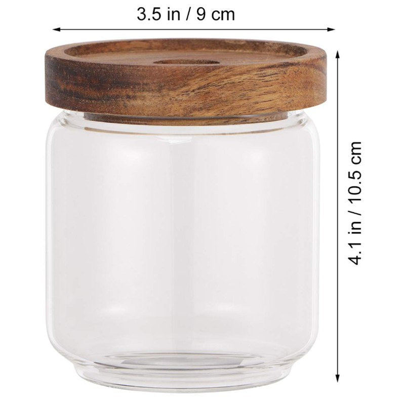 FRASCO RECIPIENTE DE VIDRIO CON TAPA DE MADERA PARA ALIMENTOS SECOS 10.5X9CM KENNEDY HOME COLLECTIONS 400ML