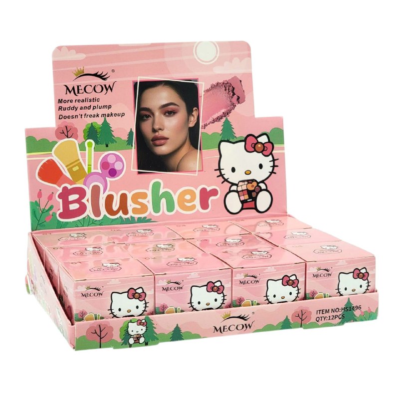 BLUSH DE MAQUILLAJE EN POLVO DE HELLO KITTY MECOW, 4 TONOS
