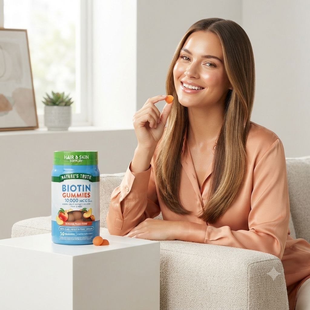 VITAMINAS EN GOMITAS SABOR MELOCOTON SIN GLUTEN BIOTINA PARA MANTENER CABELLO Y PIEL SALUDABLES NATURE S TRUTH 50UND