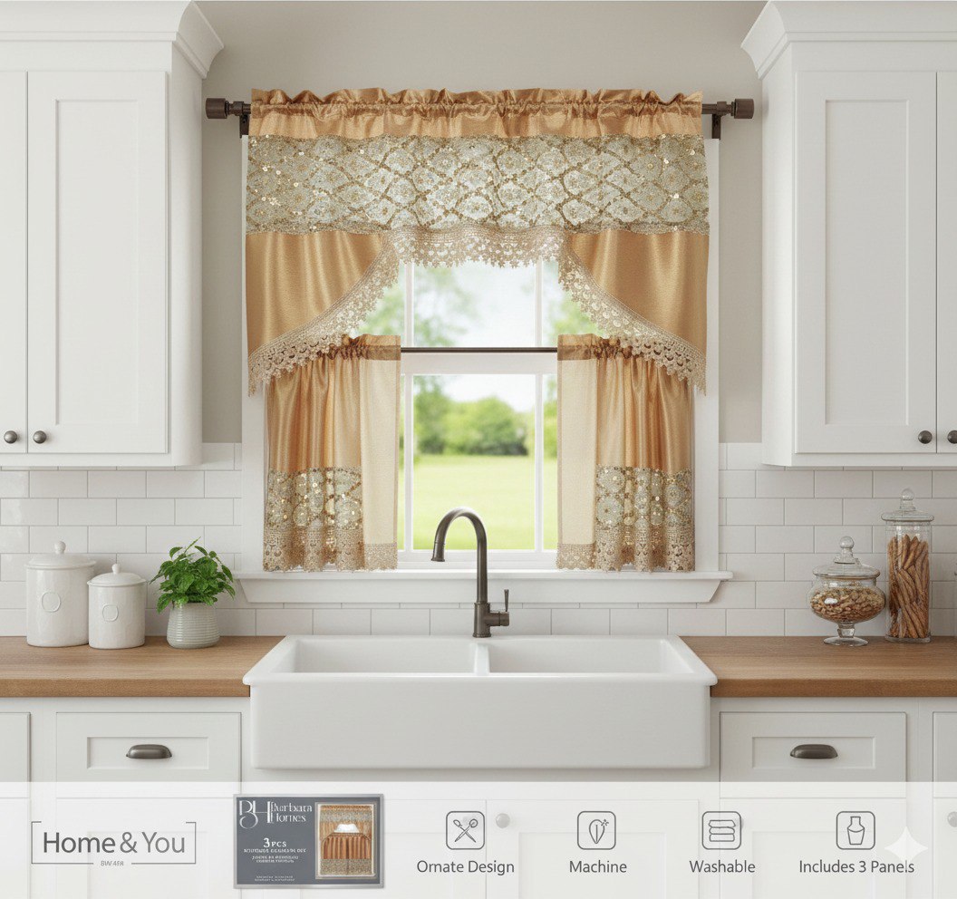 CORTINAS PARA HOGAR COCINA SET DE 3 PIEZAS BARBARA HOMES