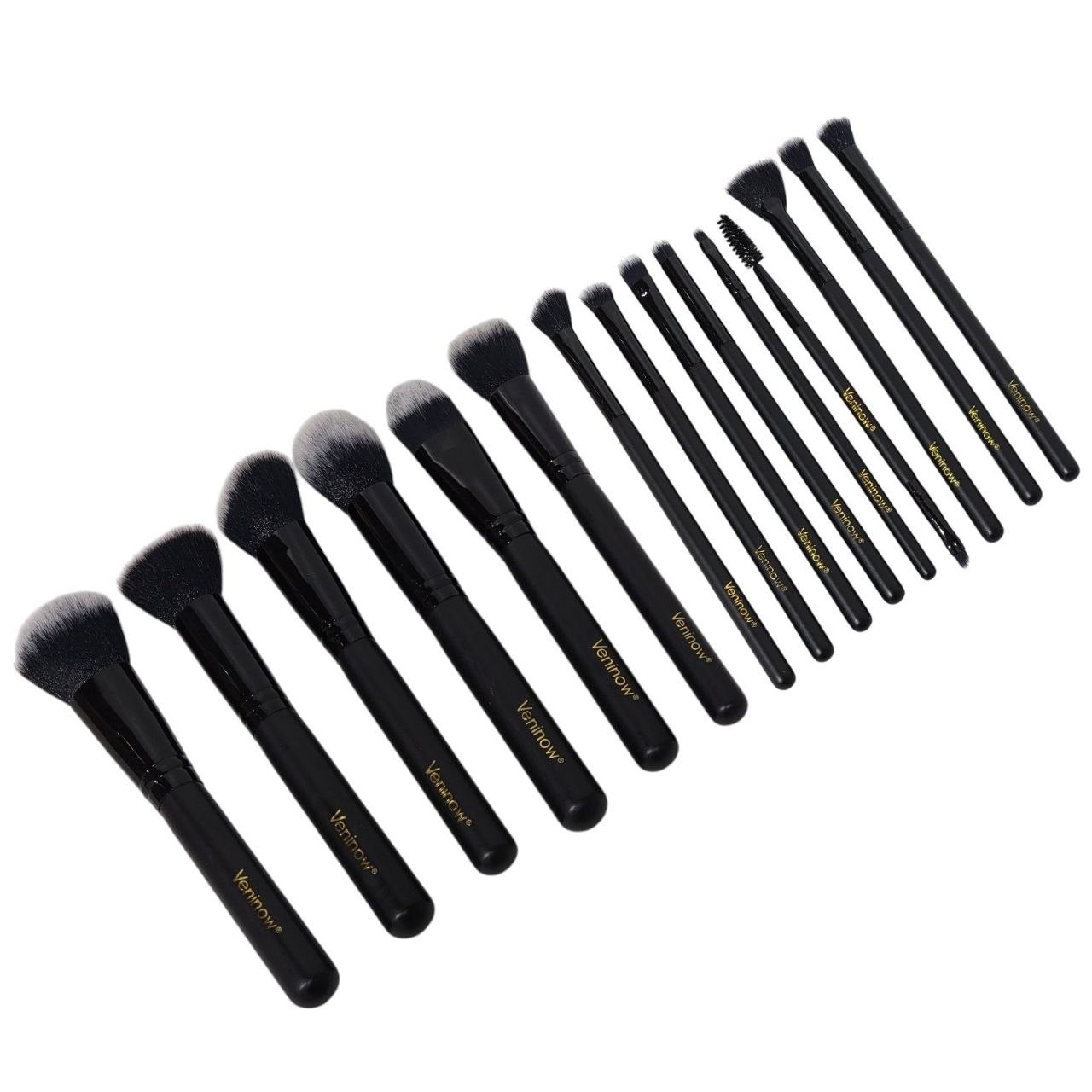 SET DE BROCHAS DE MAQUILLAJE ESTUCHE ORGANIZADOR NEGRO 15 PIEZAS