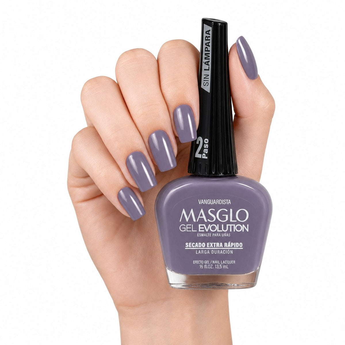 ESMALTE DE UÑAS CON EFECTO GEL DE SECADO EXTRA RÁPIDO MASGLO GEL EVOLUTION PASO 2 "ESTILO VANGUARDISTA" 13.5 ML
