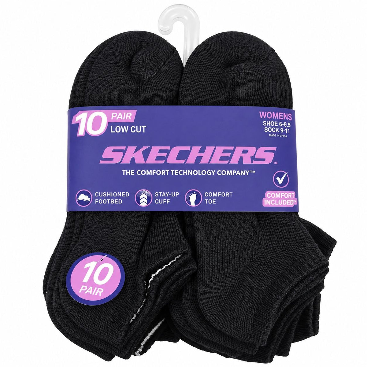 CALCETA TOBILLERA ORIGINAL SKECHERS PARA MUJER 10 PARES