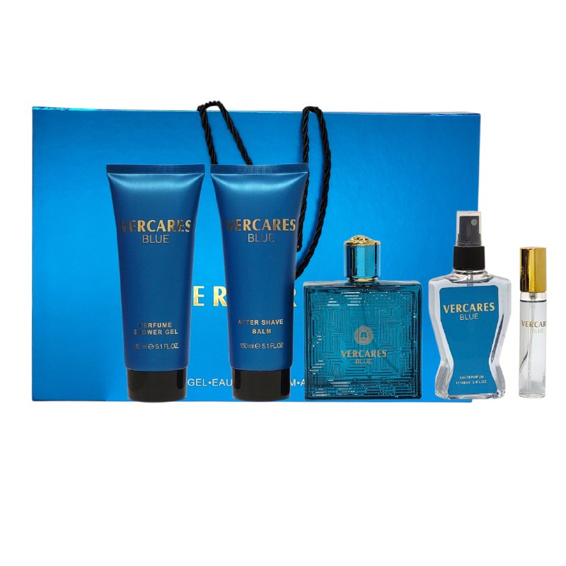SET VERCARES BLUE EDP 100ML, EDP 15ML, SPLASH 100ML, SHOWER GEL 150ML, AFTER SHAVE 150ML (H)