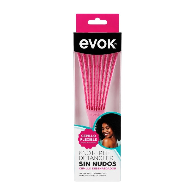 CEPILLO PEINE FLEXIBLE DESENREDANTE PARA PELO HUMEDO O SECO EVOK 3 COLORES