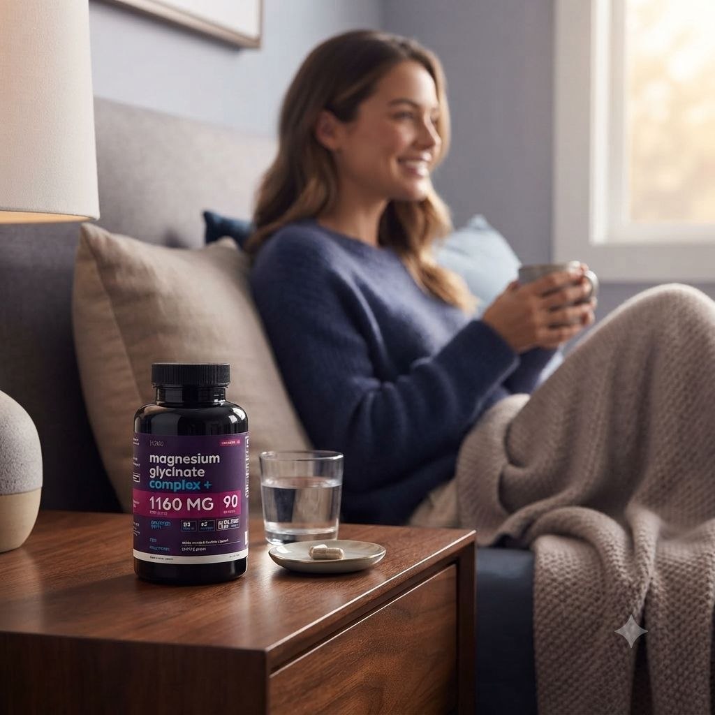SUPLEMENTO ALIMENTICIO MINERAL COMPLEJO AVANZADO DE GLICINATO DE MAGNESIO CON VITAMINA D3, K2 Y ALOE VERA THINBI MAGNESIUM GLYCINATE COMPLEX + 90 CÁPSULAS