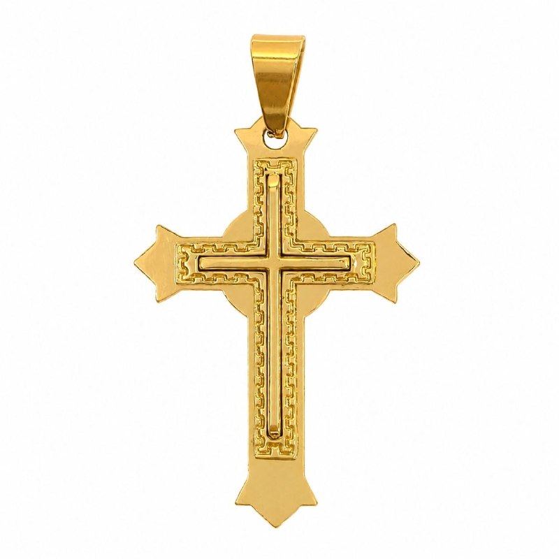 DIJE DE ENCHAPE PARA CADENA CON DISEÑO DE CRUZ 6CM