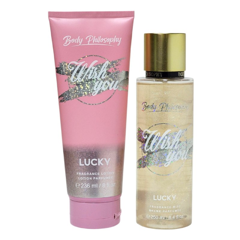 SET BODY PHILOSOPHY WIST YOU LUCKY SHIMMER SPLASH 250ML, CREMA CORPORAL 236ML (M)