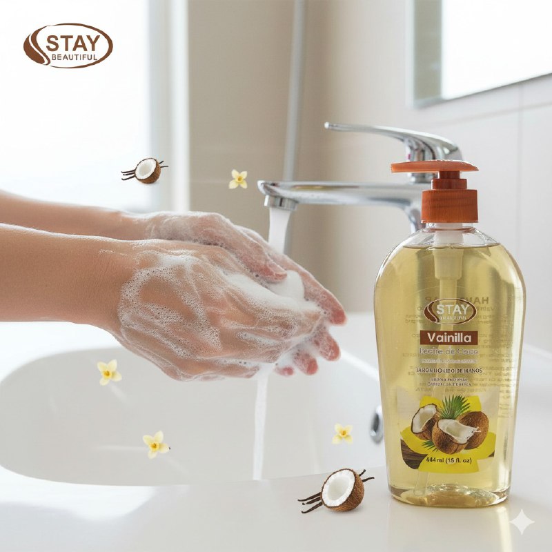 JABON DE MANOS DE VAINILLA Y LECHE DE COCO LIMPIEZA PROFUNDA SUAVIZANTE STAY BEAUTIFUL 444ML